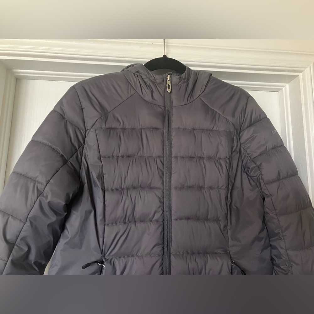 Spyder Women’s Size Medium Clara Short Quilted Puffer Winter Coat Jacket Gray - Picture 2 of 8